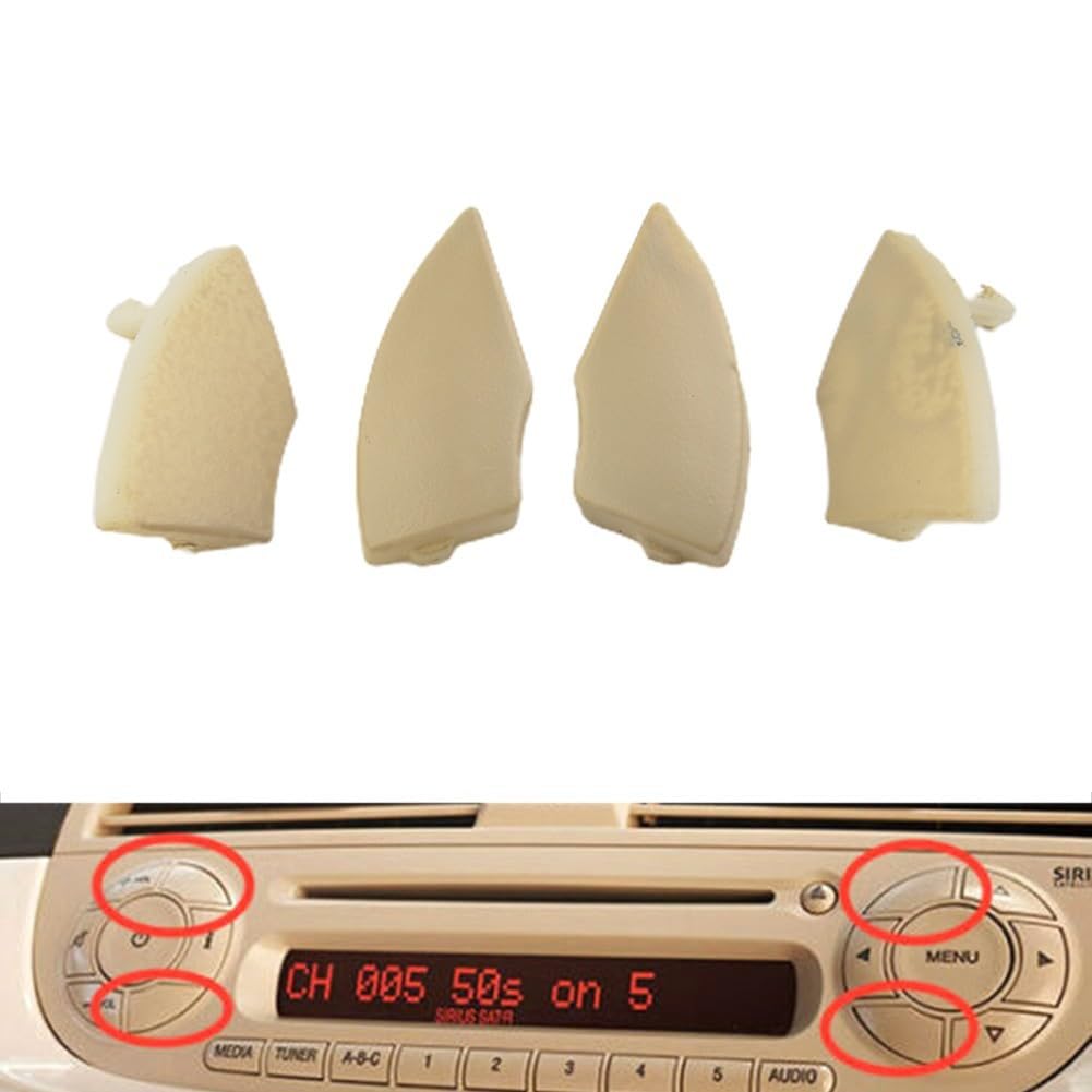 Copertura per pulsante autoradio, 4 pezzi, per Fiat 500, decorazione per pulsanti bianchi