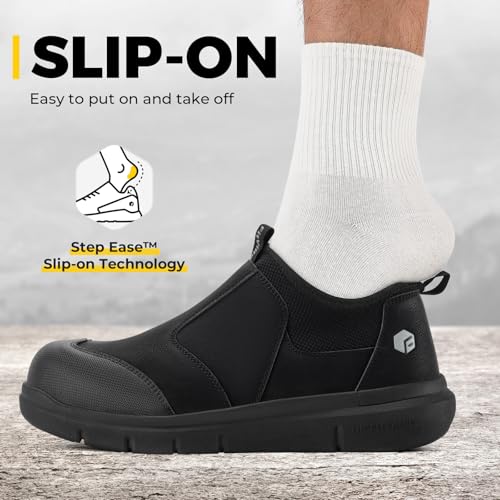 Image of FitVille Extra Wide Men's Slip on Composite Toe Shoes Safety Toe Work Shoes for Men Puncture Proof