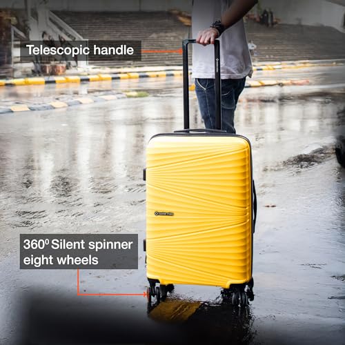 Image of Nasher Miles Mumbai Hard-Sided Polypropylene 8 Wheels Double Spinner Luggage Set of 2 Yellow Trolley Bags (65 & 75 cm), Medium & Large
