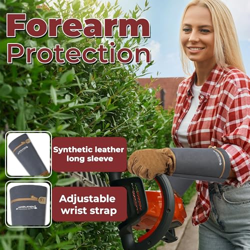 Image of HANDLANDY Rose Pruning Gloves for Men Women, Thorn Proof Gardening Gloves | Long Leather Gardening Gloves, Breathable Leather Gauntlet, Best Garden Gifts & Tools for Gardener (Steel Gray, M)