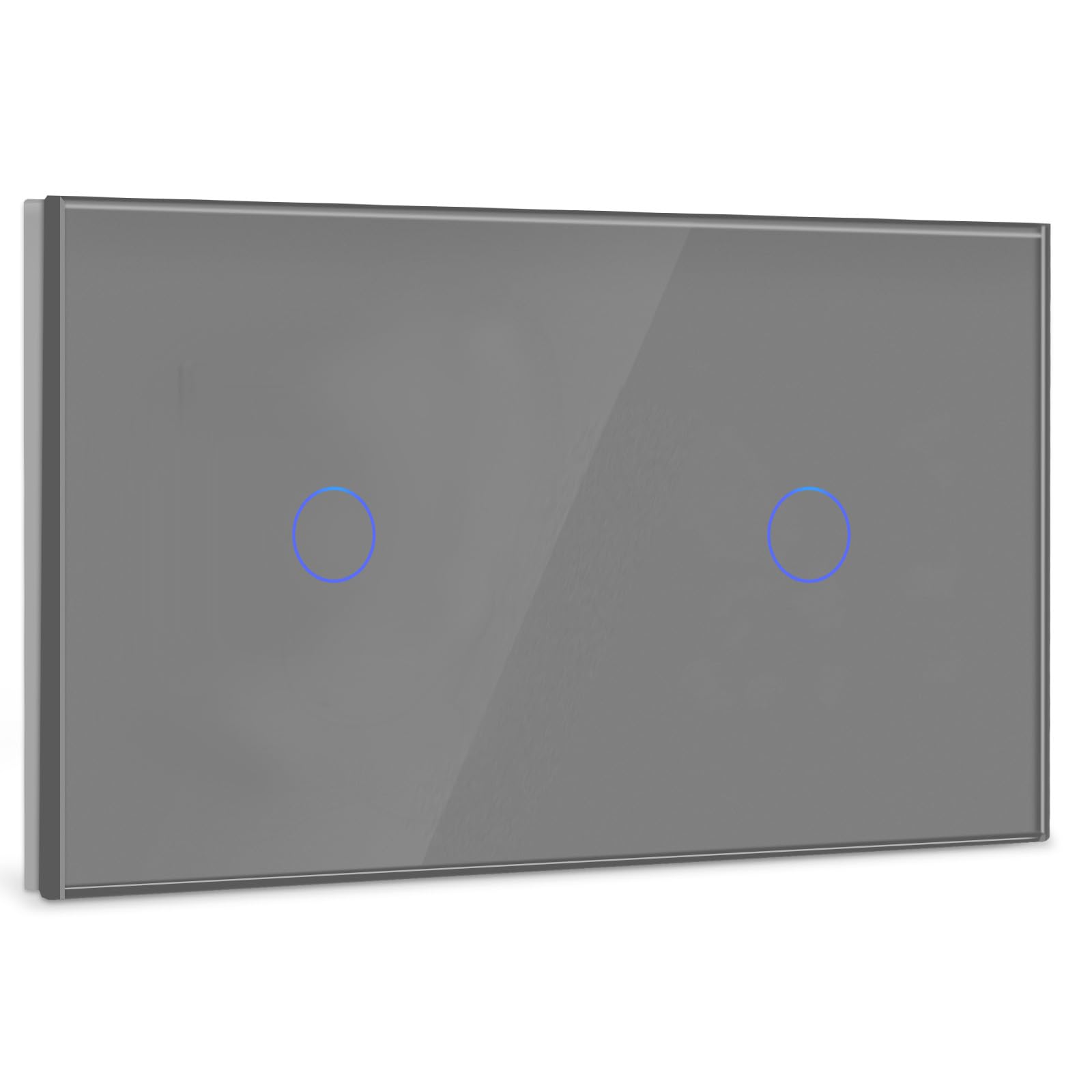 BSEED Touch Lichtschalter 1 Fach 2 Wege mit 1 Fach 2 Wege Glas Lichtschalter Grau Led Touch Schalter Touchscreen Funktioniert mit LED Lampe 157mm EU Standard