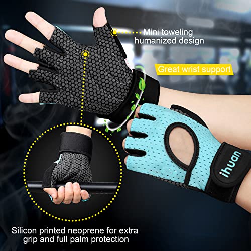 Image of ihuan Cycling Gloves Road Bike Gloves - Anti-Slip Shock Absorbing | Full Palm Protection | Breathable Biking Gloves for Cycling | Training | Workout | Sports Men & Women