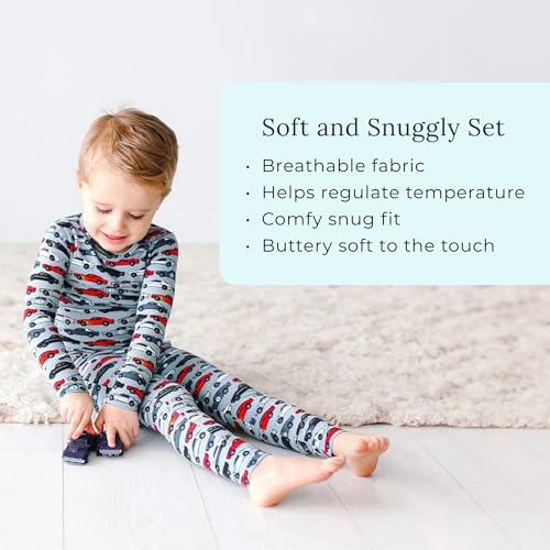 Posh Peanut Boys Pajamas - PJs for Kids Made of Soft Viscose from Bamboo, Long Sleeve Toddler PJs & Matching Boys Pajama Sets2