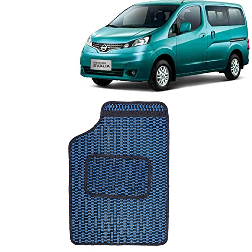 Image of Kingsway Dotted Design Car Floor Foot Mats Universal Fit for Nissan Evalia, Model Year : 2009 Onwards, Water and Dustproof, Color Blue, Set of 5 Pieces