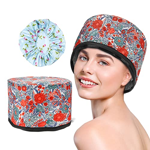 Gorro Termico Peluqueria, Gorro Calor Pelo, Gorro de Cuidado Del Cabello, Calienta Uniformemente Para Promover La Absorción de Nutrientes Del Cabello, Reducir el Daño Del Cabello (Rojo)