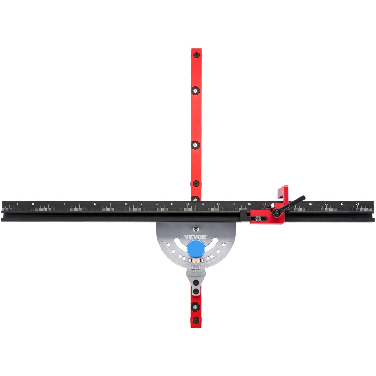 VEVOR Gehrungslehre Tischkreissäge 450mm, Miter Gauge Lasermakierung, Winkel 60° verstellbar, Präzision Ablängen, Winkelanschlag Holzverarbeitung Zubehör, Gehrungsanschlag, Aluminiumlegierung, 2,2 kg
