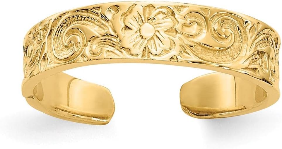 14k Yellow Gold Flower/Scroll Toe Ring