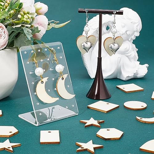 SUNNYCLUE 480Pcs Wood Charms Jump Rings Earrings Making Starter Kit Unfinished Wood Blanks Wooden Blank Charms Earring Hooks Round Pieces Square Heart Moon Star Charms for jewellery Making Kits Women - Image 3