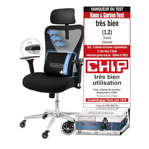 CLOUVOU CleverSeat Chaise de Bureau Ergonomique [Élue N°1] | | Office Chair | Siège de Bureau...
