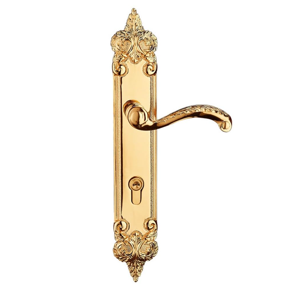 MOBYGKFY Copper Mute Solid Wood Door Locks Gold Indoor Universal Folio Switch Handle