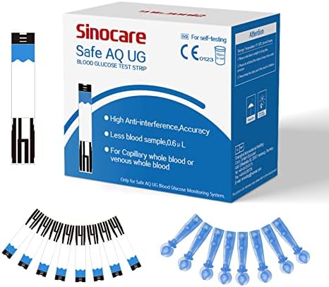 50pcs Blood Glucose Test Strips+50pcs Lans for Sinocare Safe AQ UG Monitor