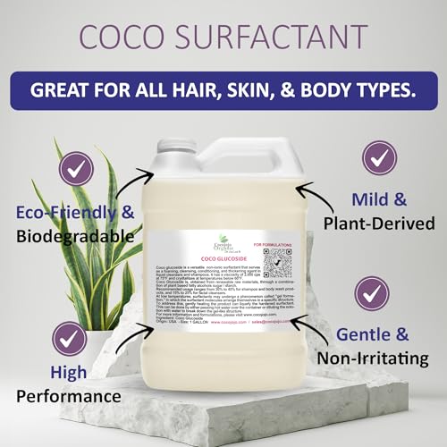Cocojojo Coco Glucoside Natural Surfactant - Surfactants for Soap Making DIY Shower Gel, Skin Care, Body and Face Wash, Plant Derived, Natural - 1 Gallon (Pack of 1)