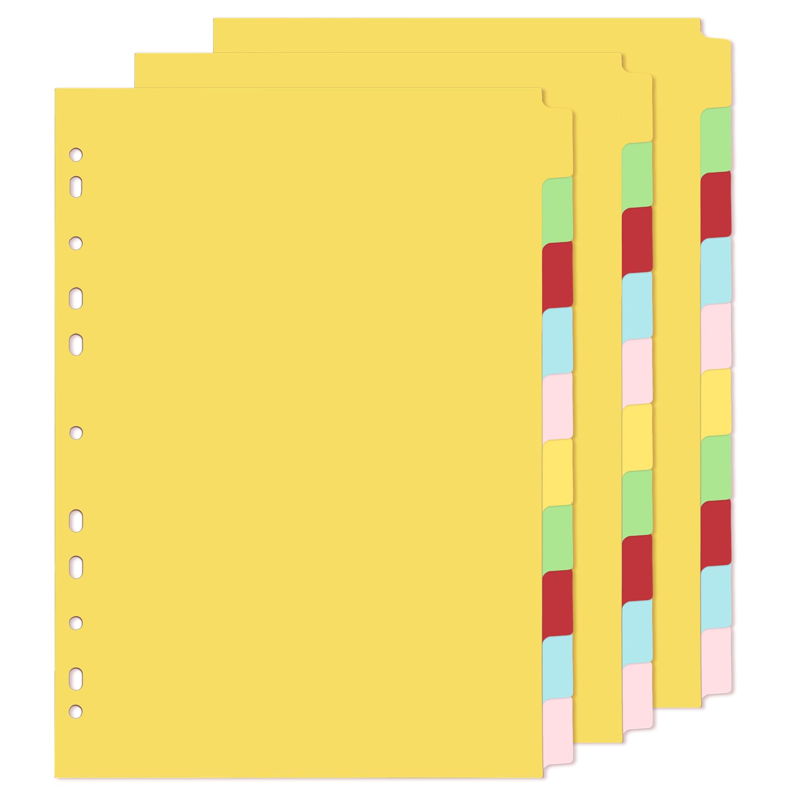File Dividers A4, 3 Pack 10 Part Folder Dividers Coloured Multi Hole Punched A4 Dividers Tabbed Index Divider for Lever Arch Files Ring Binders Office School Index Dividers