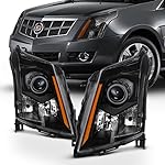 AKKON - For Black 2010 2011 2012 2013 2014 2015 2016 Cadillac SRX Halogen Left+Right Side Headlights Set
