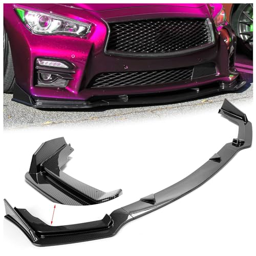 Kojem 3-Piece Front Bumper Lip Spoiler Compatible with 2014-2017 Infiniti Q50 Sport Model Splitter Spoiler Trim Protection Carbon Fiber Color