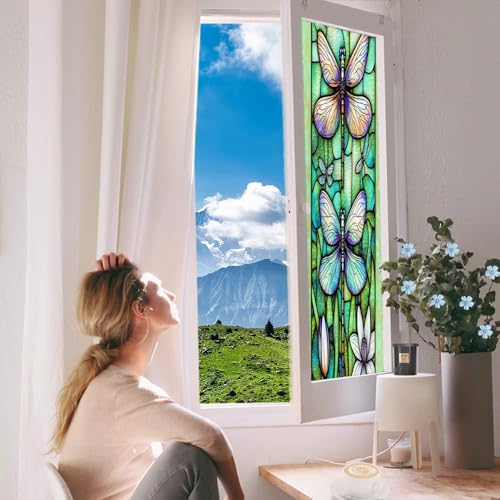 Vinilo para ventana de vidrio esmerilado con diseño de libélulas acuareladas 17.7x23.6 pulgadas miniatura 5