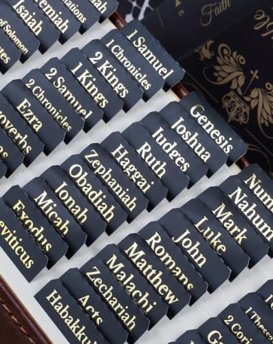 Bible Tabs, Large Print Laminated Bible Tabs with Gold Foil Lettering | 66 Bible...