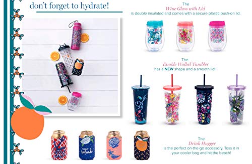 Vera Bradley Travel Tumbler With Lid And Straw, 24 Ounce Insulated Cup, Purple Floral Plastic Double Wall Tumbler, Lavender Meadow #TOP5