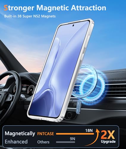 Image of FNTCASE for Samsung Galaxy S25-Edge Case: Clear Magnetic Military Grade Drop Protection Anti Yellowing Cell Phone Cover - Rugged Shockproof Protective Bumper Transparent Phonecase