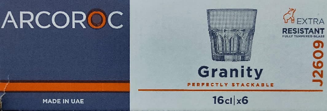 Arcoroc Bicchiere Granity Rocks Whisky Casablanca, 16 CL, 12 pezzi
