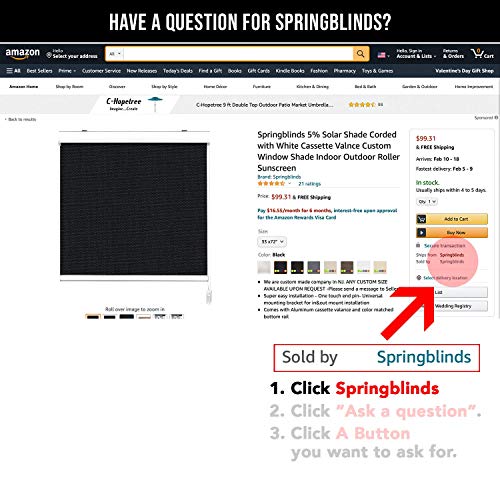 Springblinds 5% Openness Solar Shade - Indoor Outdoor Sunscreen Corded Roller Shade #TOP4