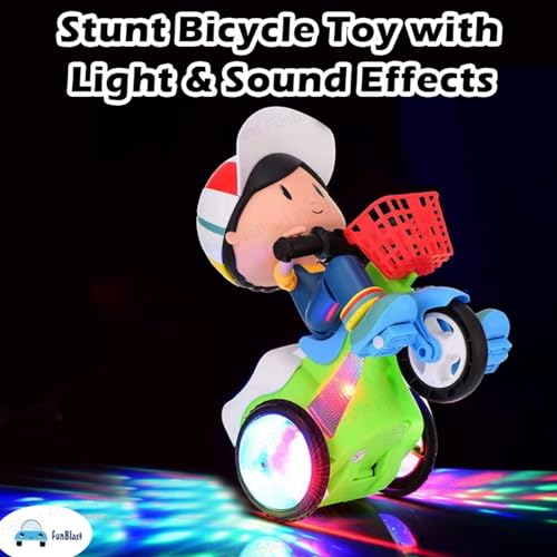 Image of FunBlast Stunt Bicycle Toys - Bump & Go Vehicle Toy with Sound & Flashing Light | Tricycles Toys for Kids (Without Battery)