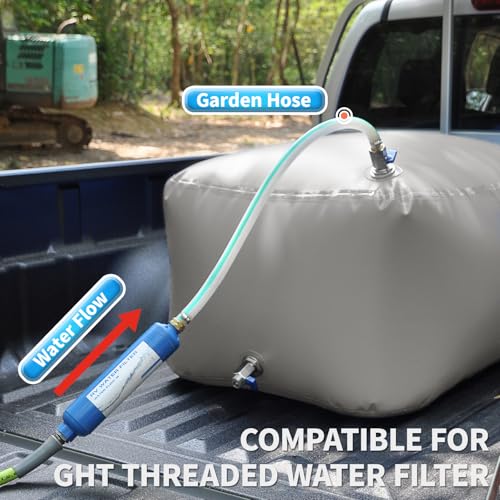 Image of TPU Water Storage Bladder, Portable RV Fresh Water Tank, Food Grade BPA Free Collapsible Flexible Container for Drinking, Camping, Irrigation & Emergency, Drought (Gray, 75 Gallon)