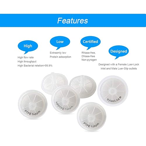 Miniatura 3 de Filtros de jeringa de PTFE Humedabilidad Hidrofílico 0.984in de diámetro 1.0 m Tamaño de poro Filtración de laboratorio por Allpure Biotechnology