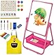 Mekidulu Tafel kinder,Mit Schürze, Alphabet Cartoon,Doppelseitige Magnettafel Maltafel Schreibtafel Kinder,Um 360° drehbar,63-107cm Hoch Verstellbar, Geschenk mädchen 3 4 5 7 8 jahre（Rosa）