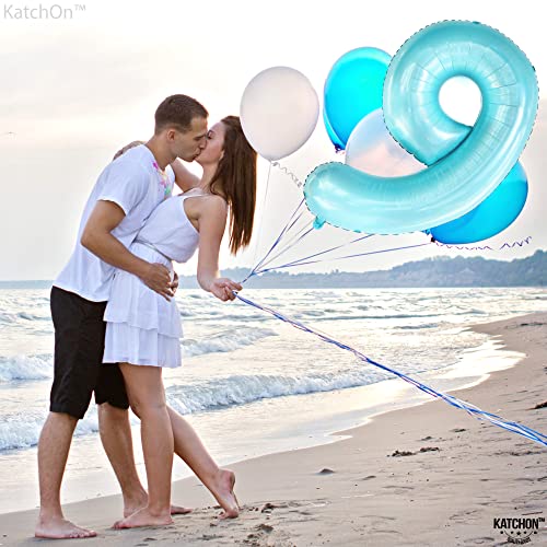 Image of KatchOn, Giant Light Blue Number 9 Balloon - 40 Inch | Foil 9 Birthday Balloon for 9th Birthday Decorations | 9th Anniversary Decoration | Green Party Decoration