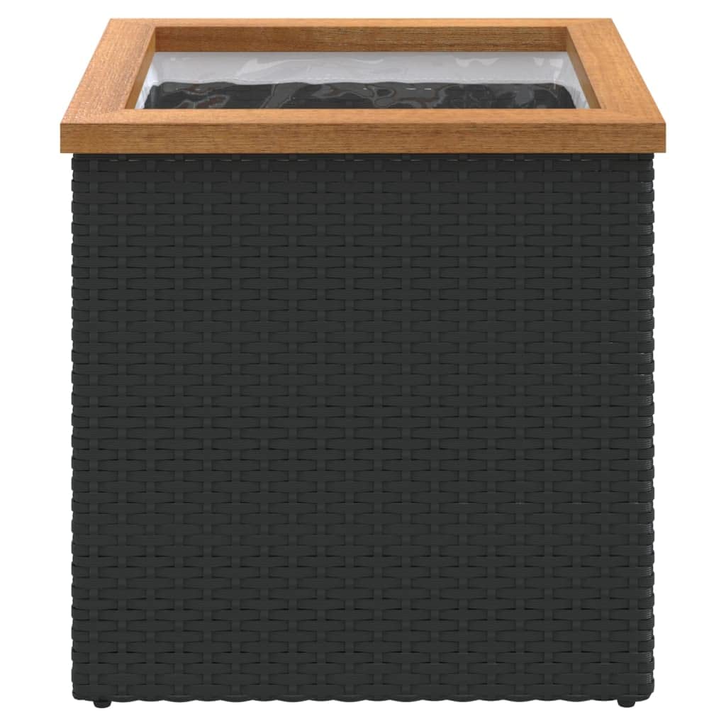 Macetero negro de 40 x 40 x 40 cm de poliratán con bolsa interior, recipiente estable para jardín, balcón, terraza, resistente a la intemperie, versátil, ideal para flores, plantas, hierbas