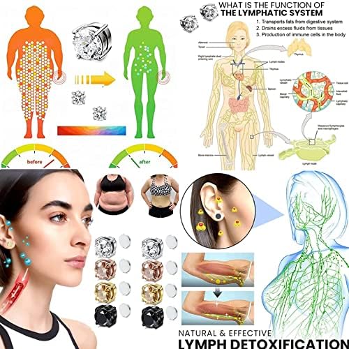 Metiz Lymphvity Magnetherapy Earrings, Amo'thea Lymphactive Mag Studs Non Piercing Magnetic Slimming Earrings