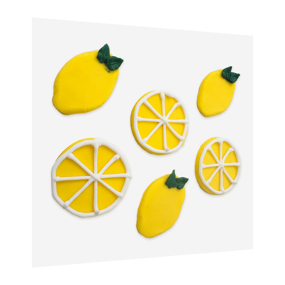 Anniversary House Hand-made Lemon flavoured and shaped edible sugarcratt cake decorations, edible cupcake toppers, SFF102