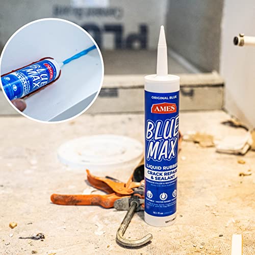 Image of AMES Blue Max Caulk Crack Repair & Sealant, 10.1Oz, Blue | Thick elastomeric sealant for vents, seams, cracks, joints, and penetrations.