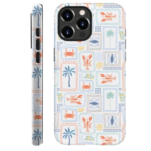 Case for iPhone 15 Pro Max Fits Frosted Case Design for Girl Women Coastal Fish Summer Cute Stamp