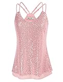 GRACE KARIN Women's Sleeveless Sparkle Shimmer Camisole Vest Double Strap Sequin Tank Tops