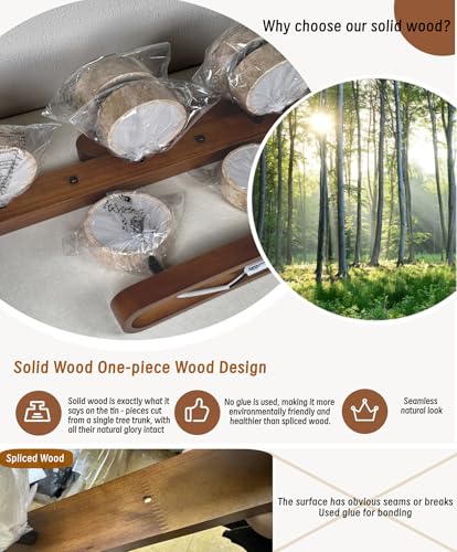 Image of Dark Wood Farmhouse Bathroom Vanity Light Modern Stone Cylinder Wall Lamp 3 Lights Travertine Shade Linear Bathroom Wall Sconce Rotatable LED Wall Light Over Mirror - Walnut Color