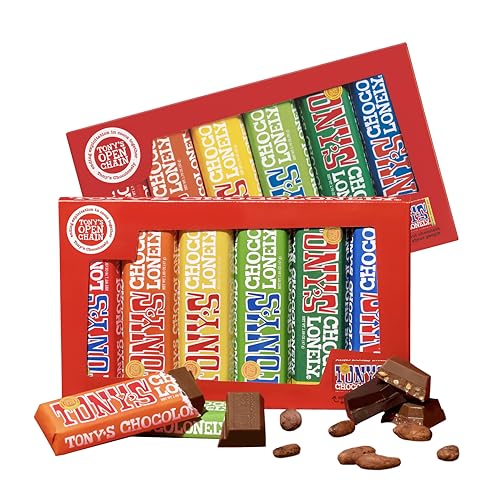 Tony’s Chocolonely Rainbow Chocolate Candy Bar Variety Pack, Belgian Dark & Milk Chocolate With...