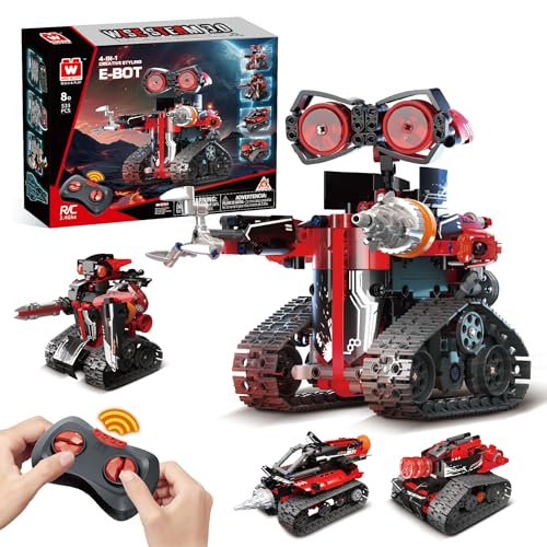 W WISE BLOCK Robot Building Kit, STEM Robotics for Kids Ages 8-12, 533 Pcs Robot Kits Erector Set Rc Toy for Kids Age 8+, DIY Build Science Educational Gift for Age 8 9 10 11 12+ Boys & Girls