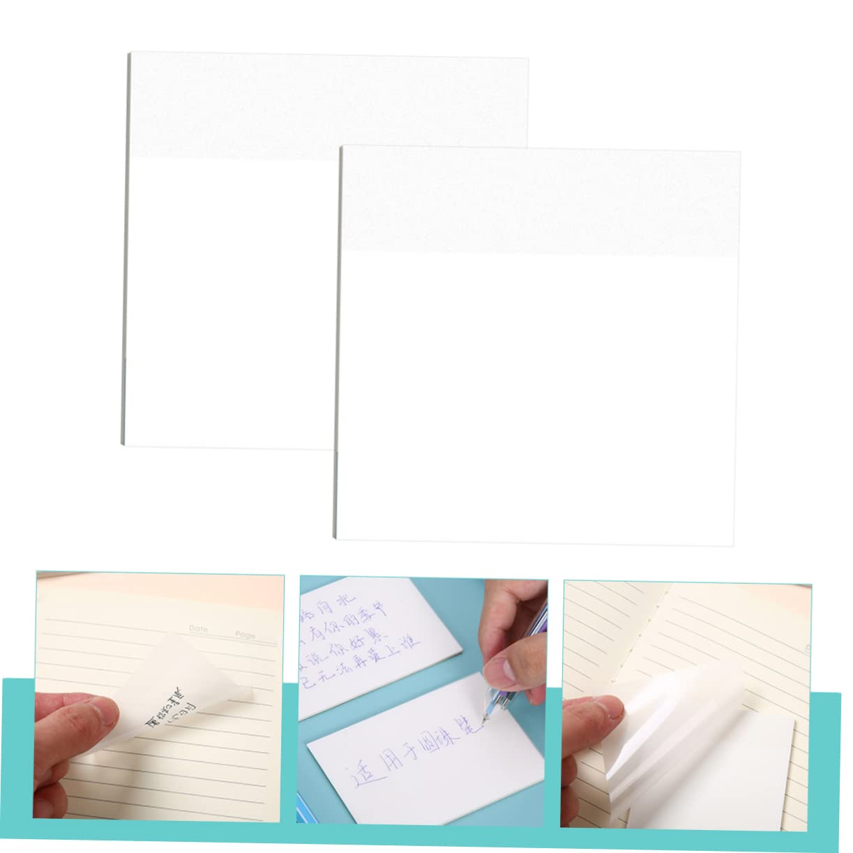 SHINEOFI 600 Hojas notas adhesivas transparentes pestañas autoadhesivas sticky notes transparente notas del mensaje nota adhesiva de recordatorio blocs de notas pegatinas transparentes