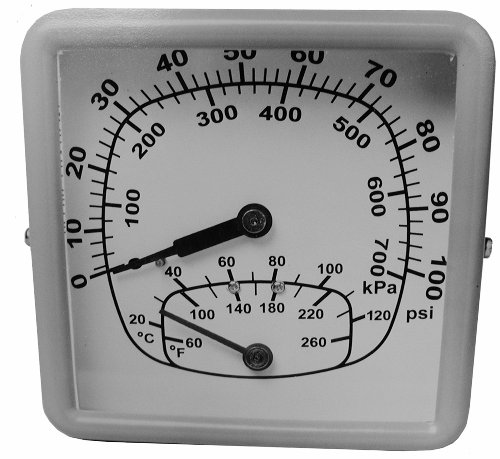 BOILER GAUGE - SQUARE FACE - BOTTOM MOUNT