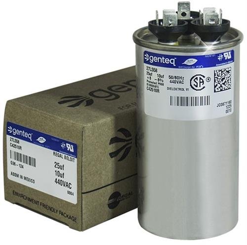 C42510R 27L558 - 25 + 10 uF MFD x 440 VAC Dual Capacitor Round Fits GE Genteq