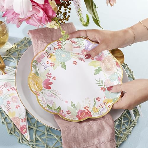 Kate Aspen Garden Blooms 9 in. Premium Decorative Paper Plates | Party Supplies (350 GSM weight -Set of 16) - Perfect for Weddings, Bridal Brunches, Bridal/ Baby Showers by Kate Aspen - Used condition - Image 5