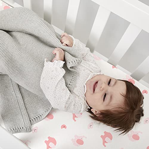 Image of Plushii Crib Sheets for Baby Girls 3 Pack, 28 inchx 52 inch Extra Soft Microfiber Crib Sheet Set for Baby Crib Mattress Sheet & Toddler Mattress Pad, Rainbow & Elephant & Stars
