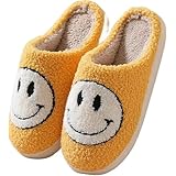[XCJRNY] スマイリー スリッパ 冬 あったかスリッパ スリッパ 冬 ルームシューズ スマイルスリッパ 暖かい ふわふわ 滑り止め 柔らかい 衛生 洗える 愛い 静音 軽量 歩きやすい 男女兼用 (イエロー,23.0 cm)