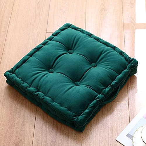 Hcosmy Floor Cushion Pouf, Square Floor Pillow Seating Chenille Meditation Cushion, Thick Tufted Pillows for Living Room Yoga Bedroom Sofa, 45 x 45CM (Green)