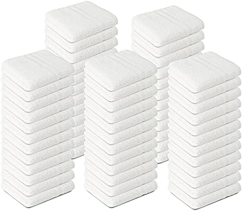 STF Linen Towels Cotton Washcloths –(Pack of 50) Size 12x12 inc Commercial grade, Absorbent, Soft Towels, Face & Gym Towels, Kitchen,Hotel and Spa,