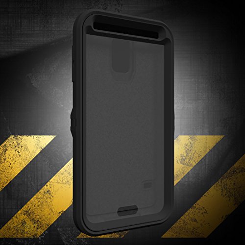 Galaxy S5 Case, Toughbox® [Armor Series] [Shock Proof] [Black] For Samsung Galaxy S5 Case [Built In Screen Protector] [With Holster & Belt Clip] [Fits Otterbox Defender Series Belt Clip] #TOP4