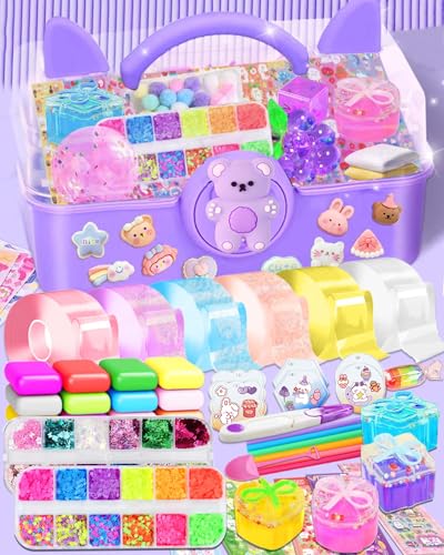 6PCS Cartoon Theme Nano Tape Bubble Kit, Nano Tape Squishy Maker Kit, Birthday for 4 5 6 7 8 9 10 Year Old Girls Girl Grandkids, Kids Toys for Girls 4-6 6-8 8-10 10-12