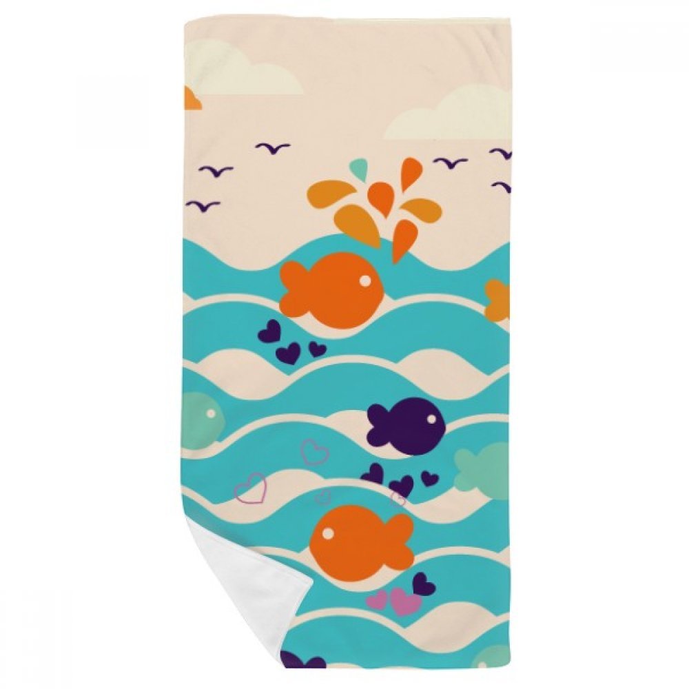 Serviette de bain poisson ciel vague nuage 35x70cm douce multicolore pour la toilette